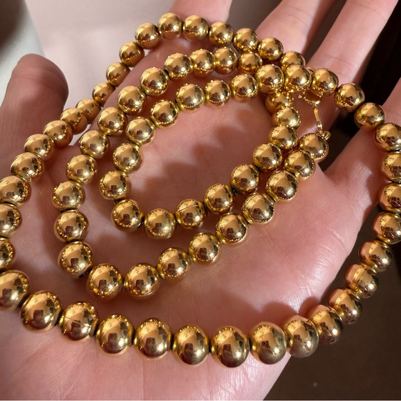 Napier Vintage 1980 90 heavy gold plated Classic Long Ball chain Necklace 24 in. - Picture 4 of 15